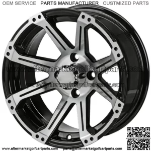 Revenge 12" Rampage Black & Machined Golf Cart Wheel 3:4 Offset