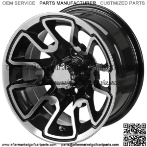 Revenge 12" Tombstone Black & Machined Golf Cart Wheel 3:4 Offset