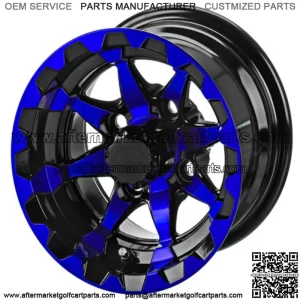 Revenge 10" Viper Black & Blue Golf Cart Wheel 3:4 Offset
