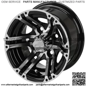Revenge 10" Yukon Black & Machined Golf Cart Wheel 3:4 Offset
