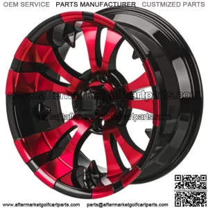 Revenge 12" Warlock Black & Red Golf Cart Wheel 3:4 Offset
