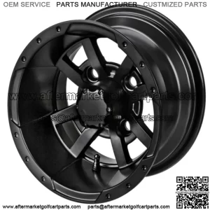Revenge 10" Maltese Cross Matte Black Golf Cart Wheel 3:4 Offset