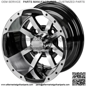 Revenge 10" Maltese Cross Black & Machined Golf Cart Wheel 3:4 Offset