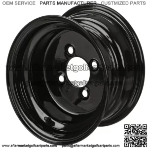 Revenge 10x7 Glossy Black Steel Golf Cart Wheel 3:4 Offset