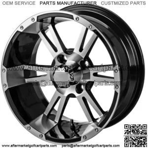 Revenge 12x7 Raptor Black & Machined Golf Cart Wheel 3:4 Offset