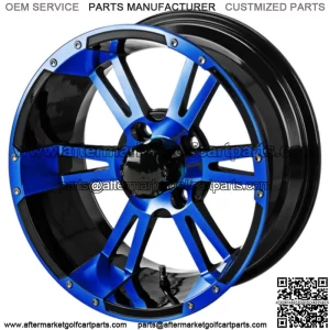 Revenge 12x7 Raptor Black & Blue Golf Cart Wheel 3:4 Offset