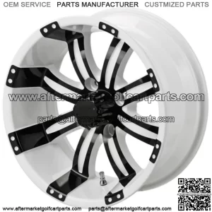 Revenge 12x7 Casino Cross Black & White Golf Cart Wheel 3:4 Offset