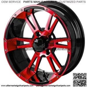Revenge 12x7 Raptor Black & Red Golf Cart Wheel 3:4 Offset