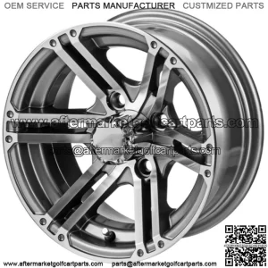 Revenge 12" Yukon Gun Metal Gray & Machined Golf Cart Wheel 3:4 Offset