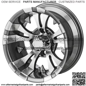 Revenge 12" Warlock Gun Metal Gray & Machined Golf Cart Wheel 3:4 Offset