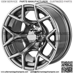 Revenge 12" Ninja Gun Metal Gray & Machined Golf Cart Wheel 3:4 Offset