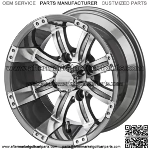 Revenge 10" Casino Gun Metal Gray & Machined Golf Cart Wheel 3:4 Offset