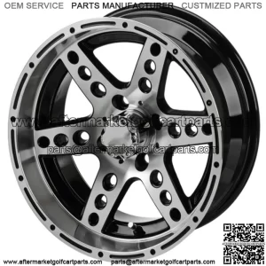 Revenge 14x7 Chaos Black & Machined Golf Cart Wheel 3:4 Offset