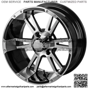 Revenge 14x7 Raptor Black & Machined Golf Cart Wheel 3:4 Offset