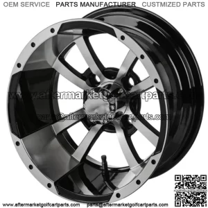 Revenge 15x7 Maltese Black & Machined Golf Cart Wheel 3:4 Offset