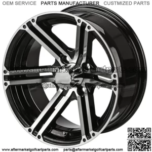 Revenge 14x7 Yukon Black & Machined Golf Cart Wheel 3:4 Offset