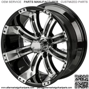 Revenge 14x7 Casino Black & Machined Golf Cart Wheel 3:4 Offset