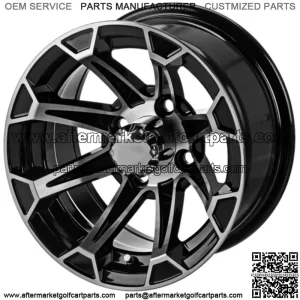 Revenge 14x7 Viking Black & Machined Golf Cart Wheel 3:4 Offset