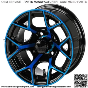 Revenge 12x7 Ninja Cross Black & Blue Golf Cart Wheel 3:4 Offset