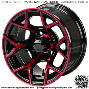 Revenge 12x7 Ninja Cross Black & Red Golf Cart Wheel 3:4 Offset