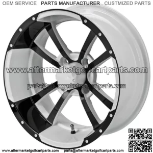 Revenge 14x7 Maltese Cross Black & White Golf Cart Wheel 3:4 Offset