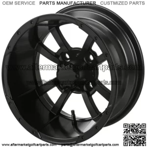 Revenge 14x7 Maltese Cross Matte Black Golf Cart Wheel 3:4 Offset