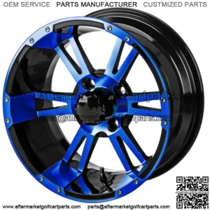 Revenge 14x7 Raptor Black & Blue Golf Cart Wheel 3:4 Offset