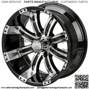Revenge 15x7 Casino Black & Machined Golf Cart Wheel 3:4 Offset