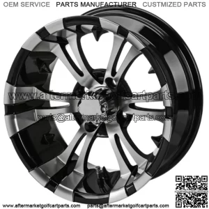 Revenge 15x7 Warlock Black & Machined Golf Cart Wheel 3:4 Offset