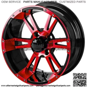 Revenge 14x7 Raptor Black & Red Golf Cart Wheel 3:4 Offset