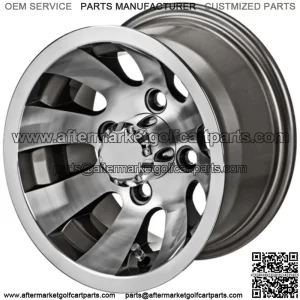 Revenge 10" Gunslinger Gun Metal Gray & Machined Golf Cart Wheel 3:4 Offset