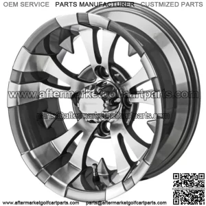 Revenge 10" Warlock Gun Metal Gray & Machined Golf Cart Wheel 3:4 Offset