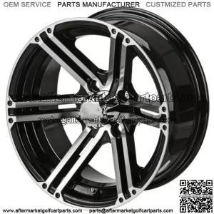 Revenge 15x7 Yukon Black & Machined Golf Cart Wheel 3:4 Offset