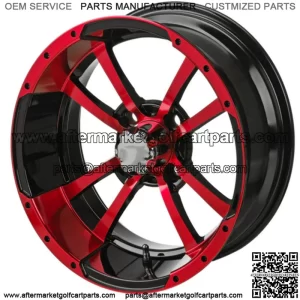 Revenge 14x7 Maltese Cross Black & Red Golf Cart Wheel 3:4 Offset