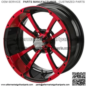 Revenge 12x7 Maltese Cross Black & Red Golf Cart Wheel 2:5 Offset