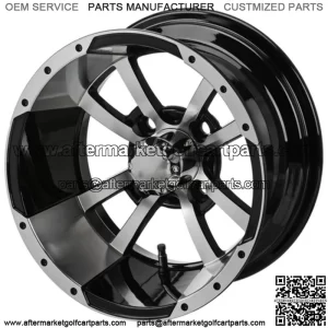 Revenge 12" Maltese Cross Black & Machined Golf Cart Wheel 2:5 Offset