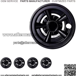 Golf Cart Hubcaps 8 Inch Set of 4, Shiny Wheel Covers for EZGO, Club Car, Yamaha Golf Carts- Black/Sliver