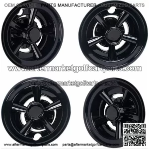 Golf Cart 8" Black Wheel Covers- EZGO, Club Car, Yamaha- Universal