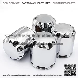 Wheel Center Hub Cap 8,10,12 Inch Push in Style Chrome Center Caps for Golf Cart Wheel-4 Packs