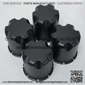Golf Cart Wheel Rim 'SS' Matt Black Center Caps for Golf Cart UTV ATV(Set of 4)