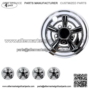 Chrome Golf Cart Hub Caps 8 inch Wheel Covers for EZGO Club Car Yamaha, 4PCS