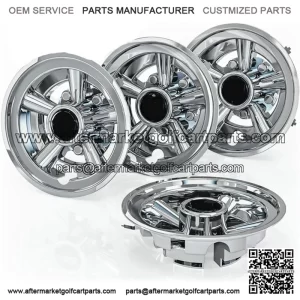 8 Inch Golf Cart Wheel Covers Hub Caps for EZGO Club Car Yamaha,Set of 4-Chrome