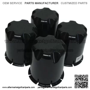 Golf Cart UTV ATV Wheel Rim Black Center Caps (Set of 4)