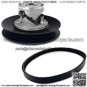 Secondary Drive Clutch and Drive Belt for EZGO 2-Cycle Gas Golf Cart 1976-1987,OEM Clutch 23191-G1/14694-G1, Belt 14153-G1