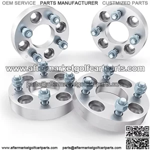 1 inch Golf Cart Wheel Spacers (4x4 Bolt Pattern, 62mm Bore, 1/2x20 Studs, Cone Seat Nuts) Compatible with EZ GO EZGO Club Car (Widens Track by 2 inches) 4x101.6 25mm 4pcs