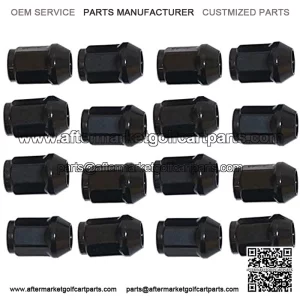 Black Metric Lug Nut Set (16) for Star and Yamaha Golf Carts