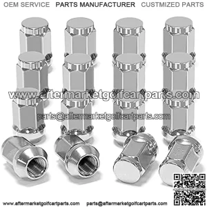 Colf Cart Chrome Wheel Lug Nuts for Club Car & EZGO, 1/2"-20 Size, OEM# 14723-G1, 1010984, 14723-G1, 16 Pack
