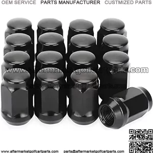 Golf Cart Chrome Wheel Lug Nut, 1/2-20 Size for EZGO & Club Car (16 Pack Black Closed End Lug Nuts)
