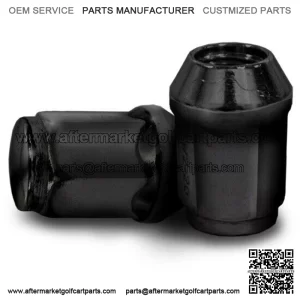 Full Set of 16 Golf Cart Flat Black Acorn Lug Nuts 1/2-20 - Club Car, EZGO