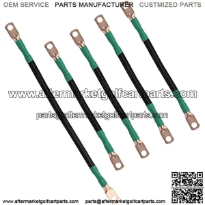 Golf Cart Battery Cable Set (4 Gauge) for EZGO 1994 & UP Medalist/TXT,36V/48V Golf Buggies - 4-10" Black, 1-13" Black.(5 Pack)